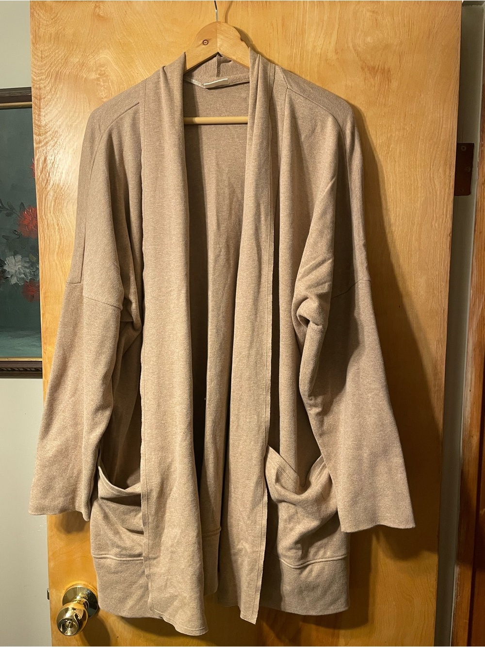 Pact Women’s Organic Cotton Open Shawl-Collar Cardigan - Tan
